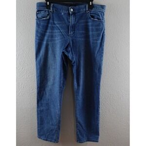 Ann Taylor Jeans Womens 14 Blue Cotton Denim Straight Leg Workwear Stretch Faded